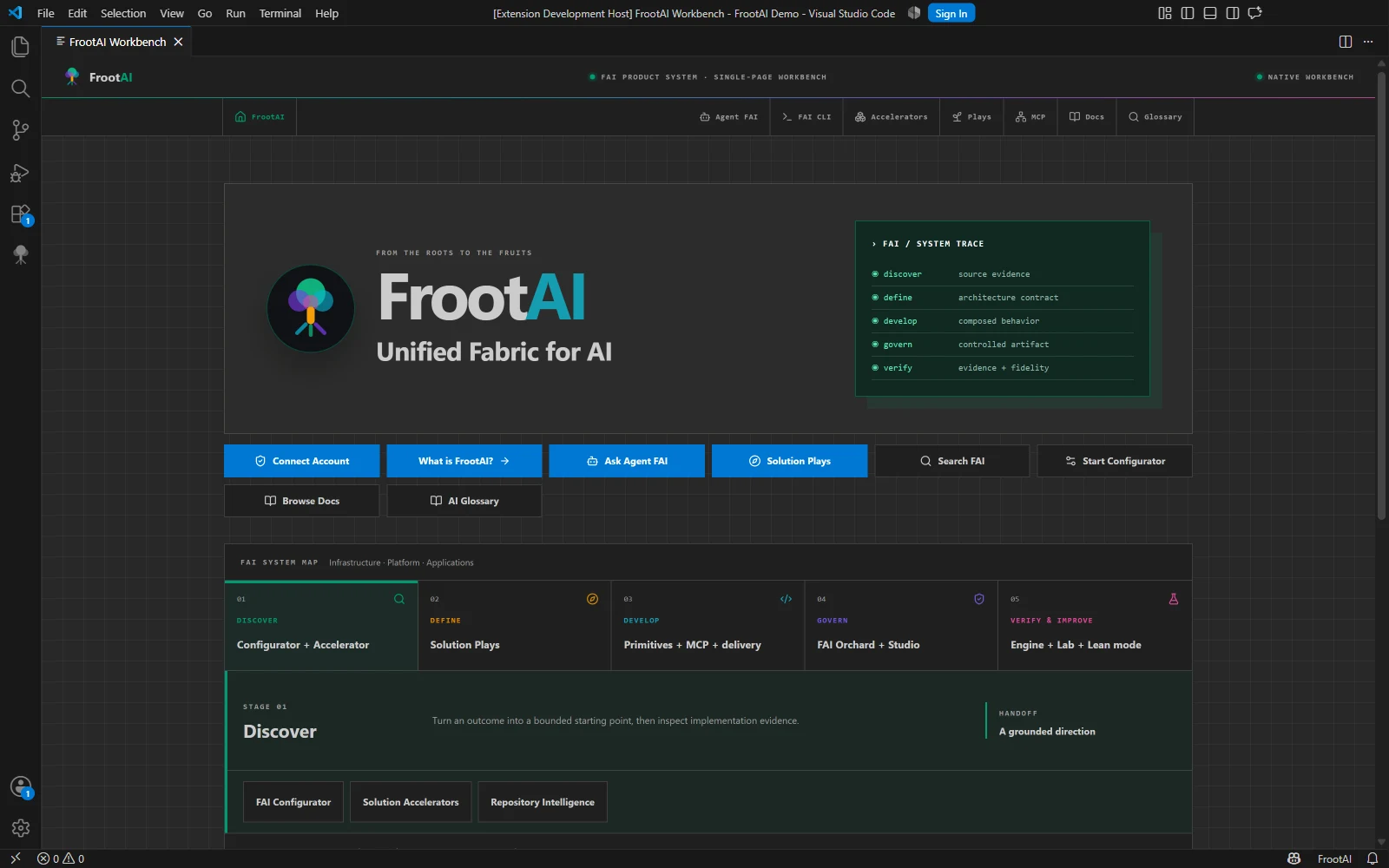 FrootAI workbench running inside VS Code